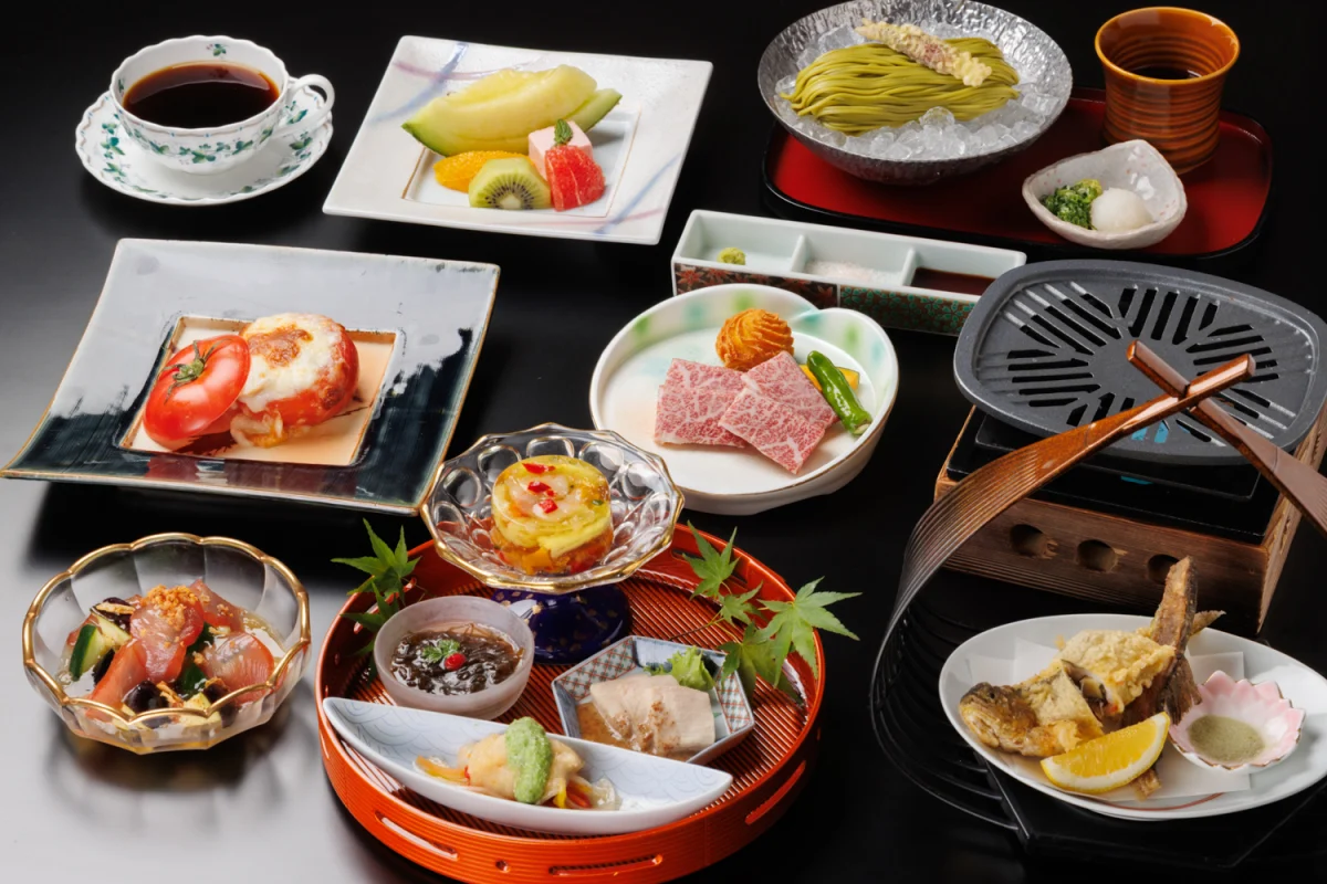 【老舗ホテルの特別プラン】神戸ビーフの陶板焼や季節の食材を使った和洋折衷8品【六甲】コース＋メッセージプレート付き 6