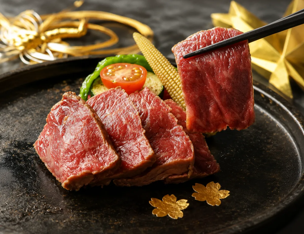 料理長渾身の肉料理が彩る肉割烹懐石 | 最大8名【個室確約×地上200mの絶景！/結納・顔合わせ】桂コース/造り＆国産牛カルビの石焼き等肉割烹懐石全8品＋選べる1ドリンクor2時間飲み放題★アニバーサリープレート付プランも★各線新宿駅から徒歩5分