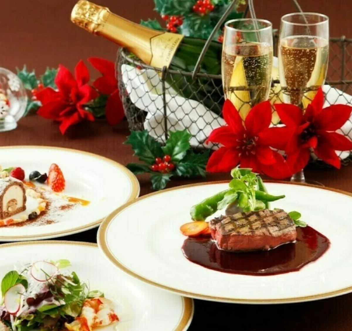 【12月24日・25日限定★極上のクリスマスディナー】松阪牛フィレを含む至高のイタリアン全7品＆ハーフボトルシャンパン1本付き★新宿三丁目駅直結の上質空間で楽しむ特別な聖夜の写真 1