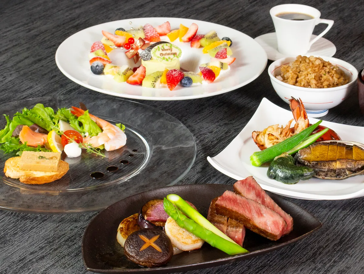 12月23・24・25日限定【個室選択可◆クリスマスプラン】国産和牛や活鮑など贅沢食材の限定ステーキコース＋スパークリングワイン★浜松マリオットホテル別館の風情溢れる空間で過ごす聖なるひとときの写真 1