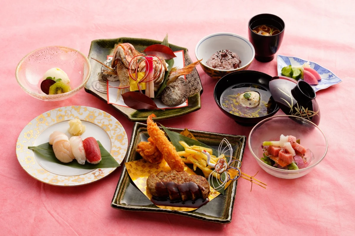 【個室or半個室確約/4名~24名★お食い初めランチプラン】お子様用お食い初め膳&大人の方向け懐石料理全8品+乾杯ドリンク+メッセージ付きホールケーキ★記念写真プレゼント付き★サンシャイン60から望む絶景と共にの写真 5