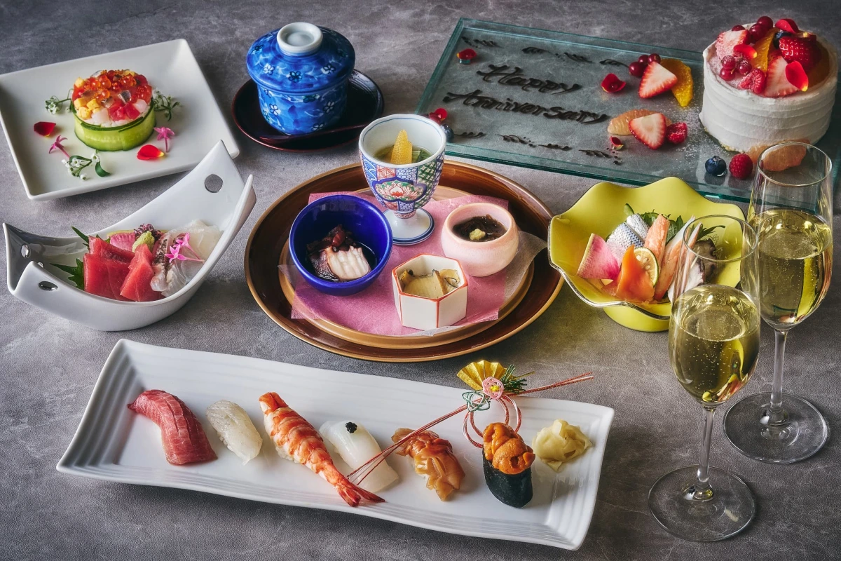 【絶景大パノラマ★アニバーサリープラン】心を満たす感動の食体験〜旬の美食に舌鼓★寿司“日本橋”コース+乾杯用シャンパン+メッセージを添えたデザートプレート★天空の美食空間〜品川プリンスホテル38階・JR品川駅徒歩2分の写真 4