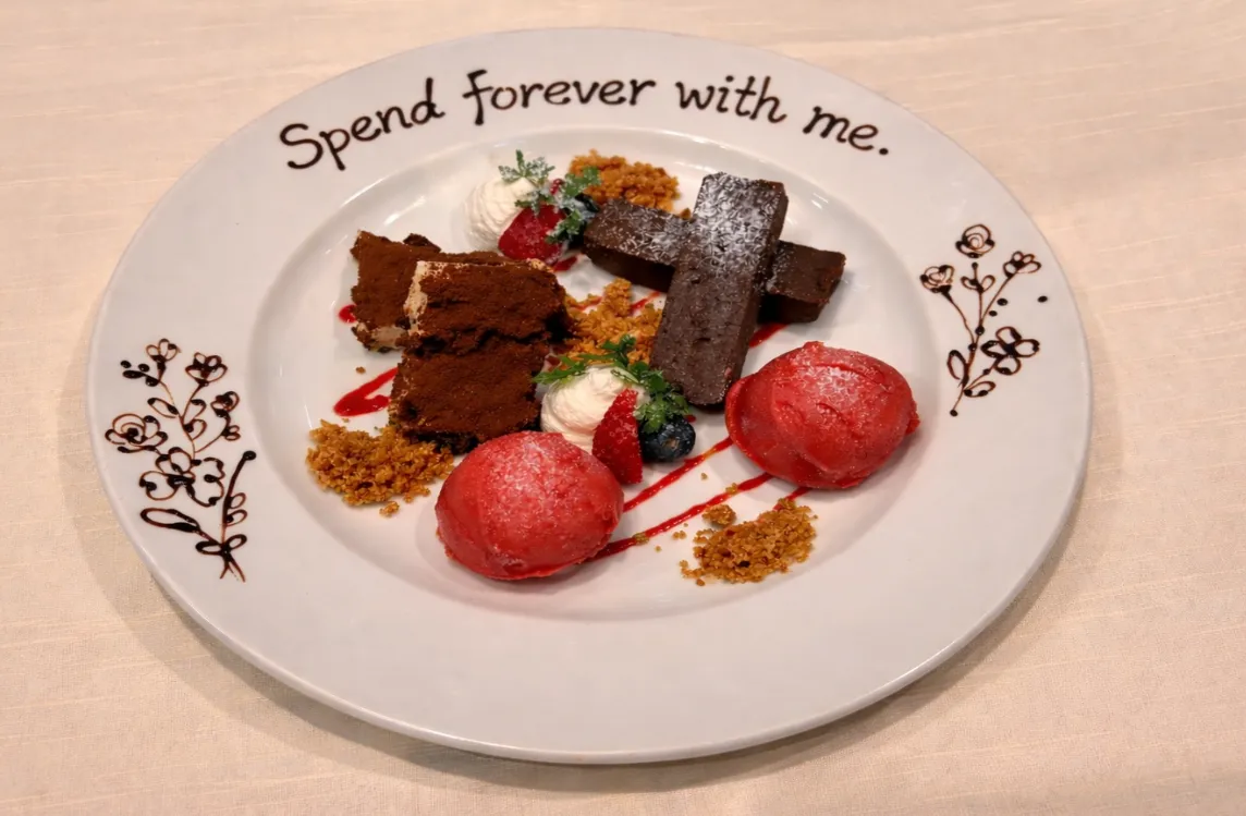 【ペアシート確約★プロポーズディナー】選べる2つのステーキ特別コース+乾杯ドリンク&メッセージ付きプレート★大人の隠れ家の写真 5