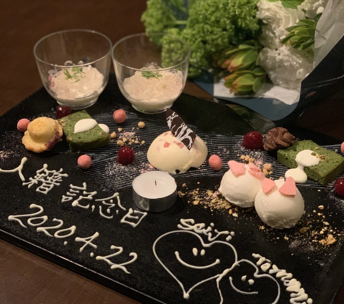 サプライズメッセージで心に残る入籍日に | 【Anny限定 個室確約★入籍 / 結婚記念日お祝いディナープラン】四季折々の和食会席全8品+メッセージデザートプレート+写真撮影及びフォトフレームプレゼント付き★純和風の古民家で煌びやかな夜景と共に優雅なお祝い時間を★2名様限定プラン
